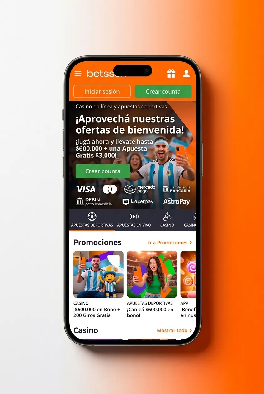Pantalla de la app de Betsson mostrando apuestas de tenis en vivo para dispositivos Android e iOS