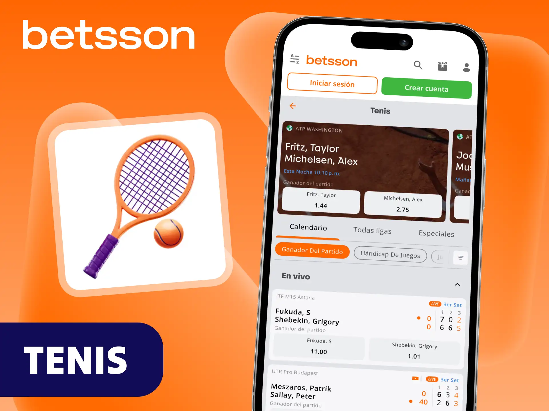La plataforma de Betsson cubre todos los torneos importantes de tenis.