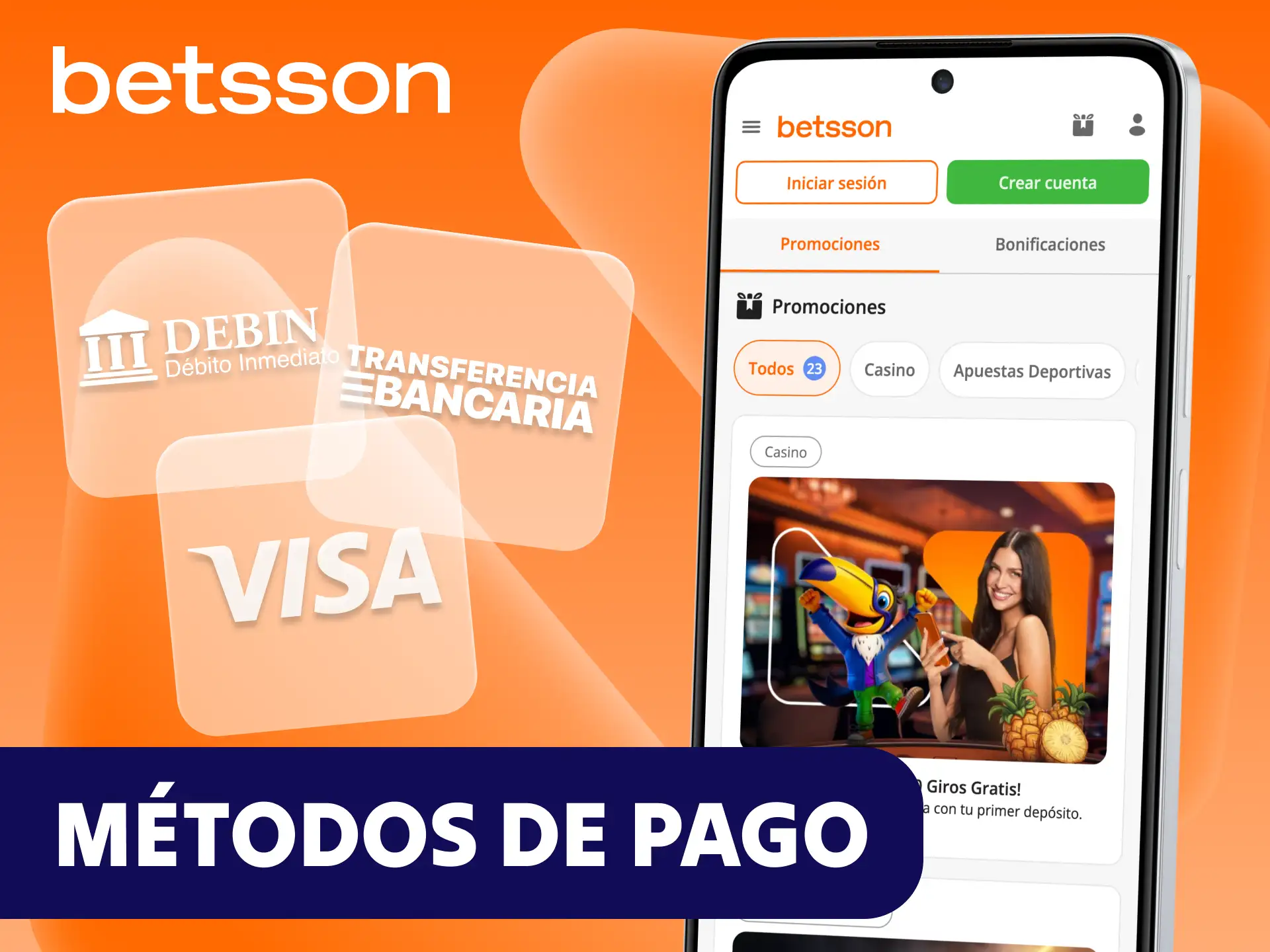 La aplicación de Betsson acepta los métodos de pago más utilizados en Argentina.