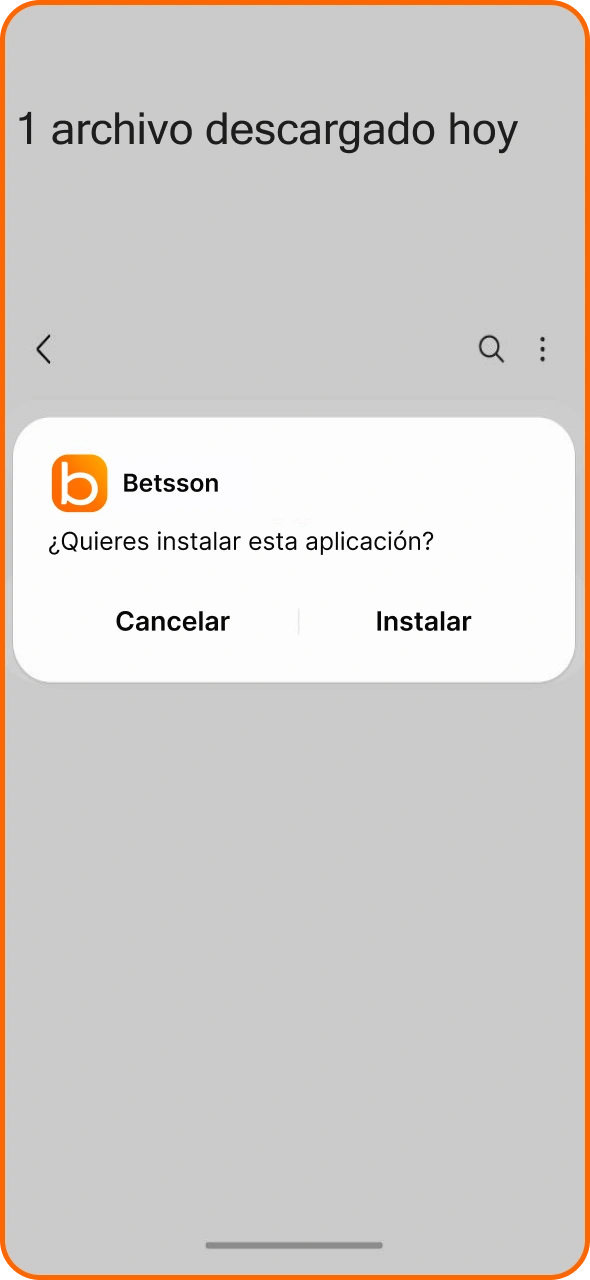 Confirme el proceso de instalación de la aplicación de Betsson.