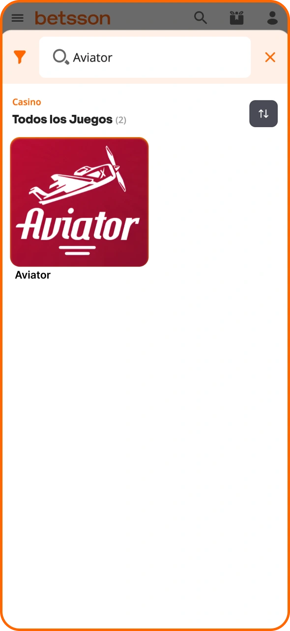 Inicia sesión y encuentra el juego Aviator en el casino Betsson.
