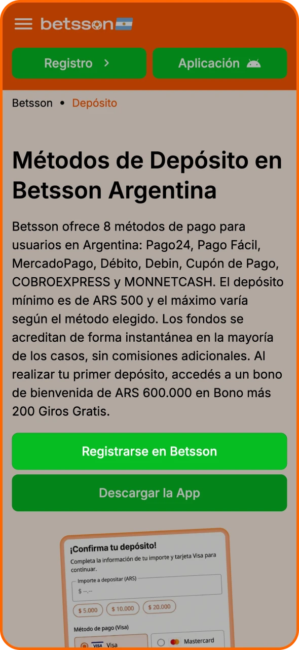 Crea tu cuenta haciendo clic en el botón de la página de Betsson.