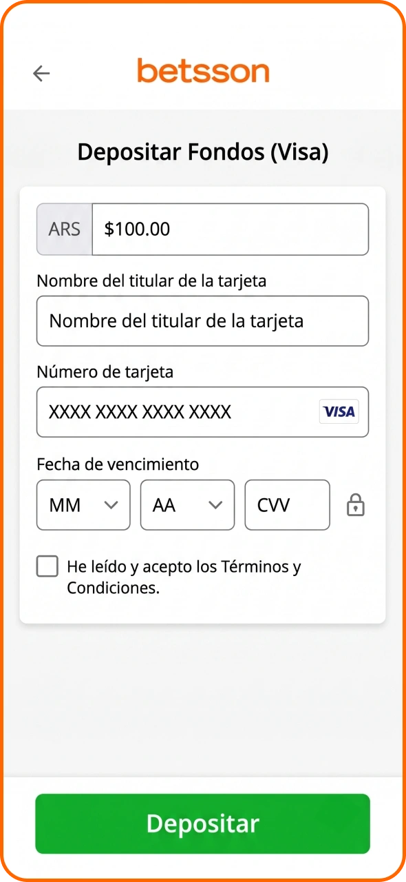 Realiza tu primer depósito en la plataforma online de Betsson.