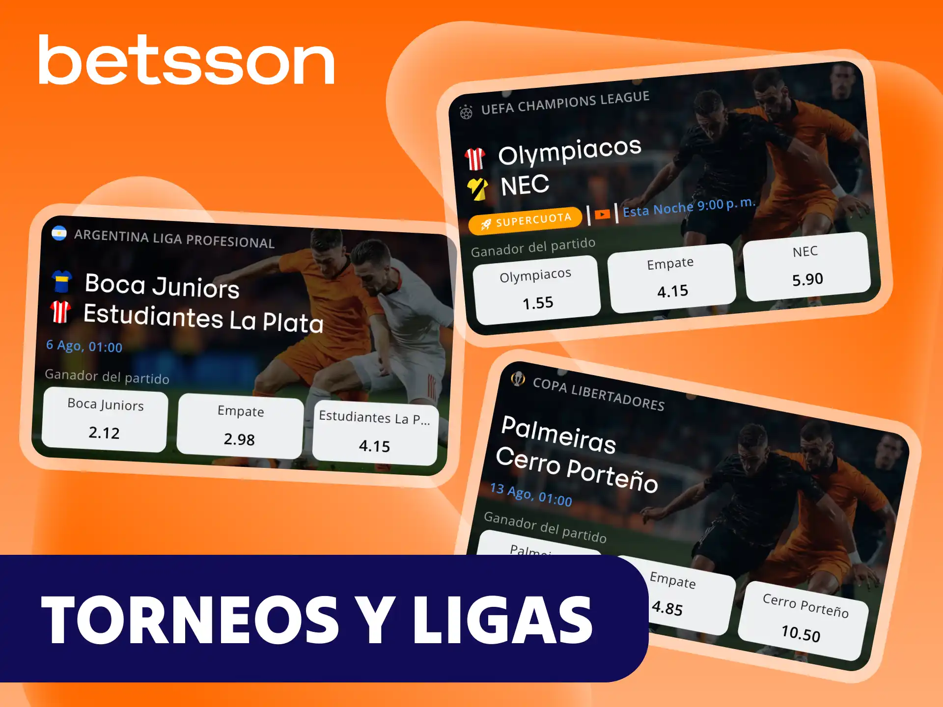 Puedes apostar en varios torneos de fútbol en la plataforma de Betsson.