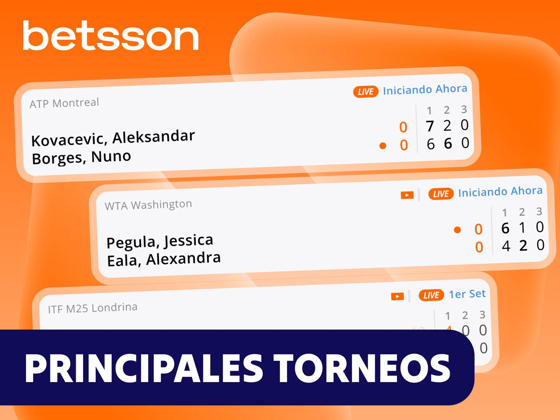 La plataforma de Betsson ofrece una amplia variedad de torneos de tenis.